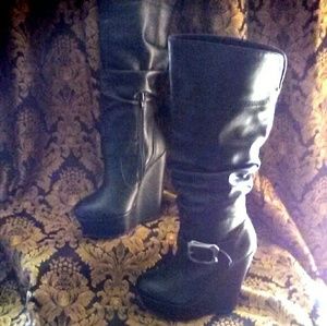 Knee-High PLATFORM WEDGE-HEEL BOOTS SZ 6.5